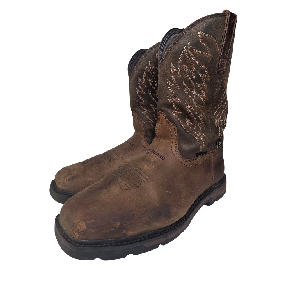 Distressed Ariat Workhog MetGuard Steel Toe Brown Leather Work Boots Sz 12EE